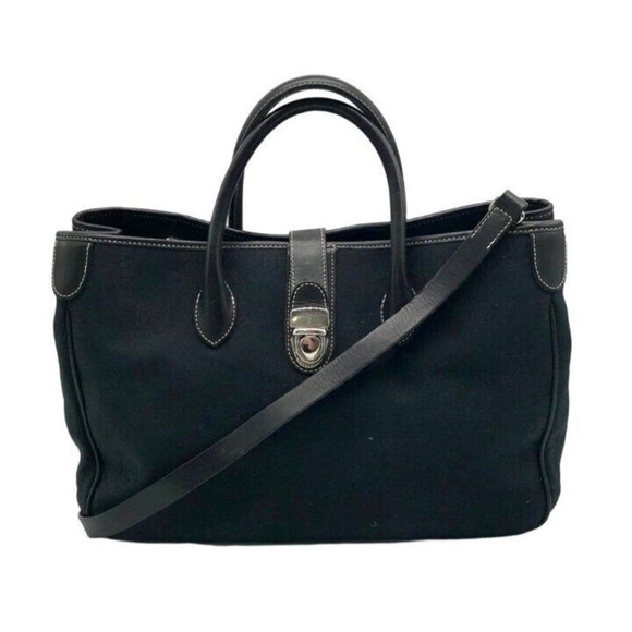 Dooney & Bourke Midnight Blue Signature Canvas Leather Trim Satchel Shoulder Bag - Picture 3 of 16